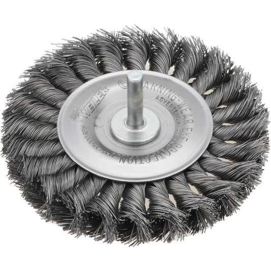Weiler 94850 Wheel Brush 4" Wheel Dia, 1/2" Face Width, 0.0140" Wire Dia, Knotted