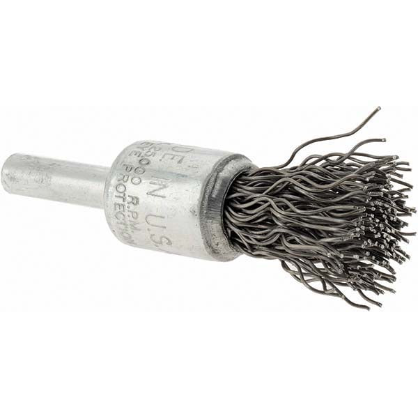 Weiler 90373 End Brushes 1/2" Dia, Steel, Crimped Wire