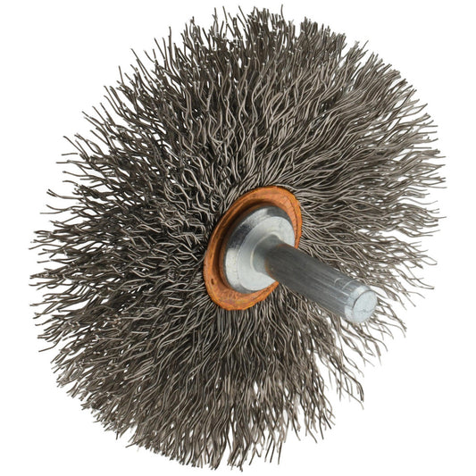 Weiler 91116 Wheel Brush 3" Wheel Dia, 3/8" Face Width, 0.0140" Wire Dia, Crimped