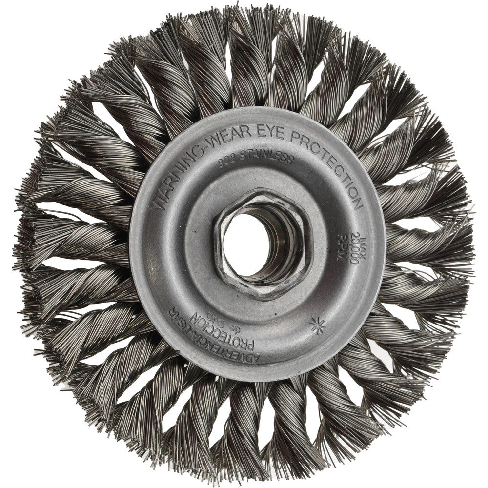 Weiler 94844 Wheel Brush 4" Wheel Dia, 1/2" Face Width, 0.0140" Wire Dia, Knotted