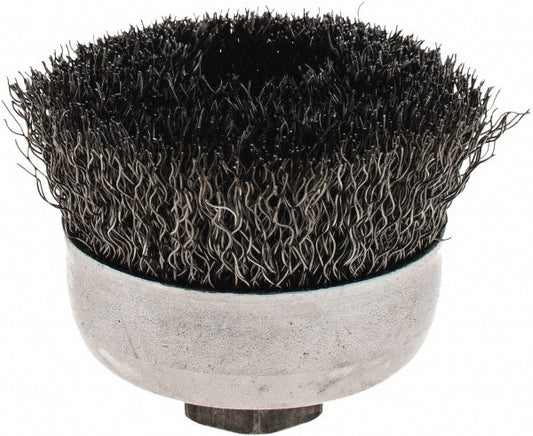 Weiler 93505 Cup Brush 2-3/4" Dia, 0.014" Wire Dia, Steel, Crimped
