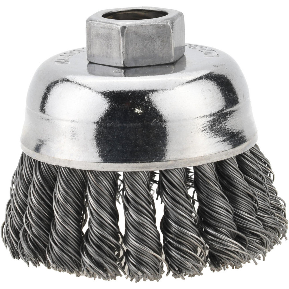 Weiler 94484 Cup Brush 2-3/4" Dia, 0.02" Wire Dia, Steel, Knotted