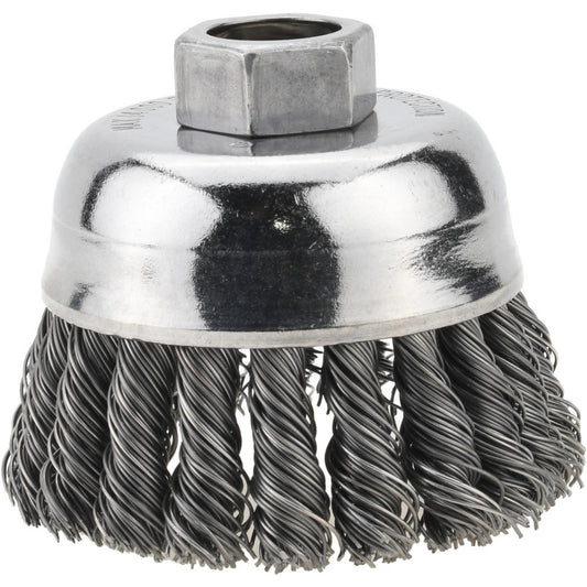 Weiler 94484 Cup Brush 2-3/4" Dia, 0.02" Wire Dia, Steel, Knotted