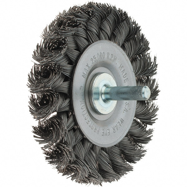Weiler 94851 Wheel Brush 3" Wheel Dia, 3/8" Face Width, 0.0140" Wire Dia, Knotted