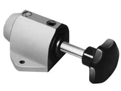 De-Sta-Co FO-120/-- 3,000 N Capacity, M6 Plunger, 12mm Plunger Dia, Foot Mt, Two Hand, Hand Lever Actuation, Variable Stroke Straight Line Action Clamp