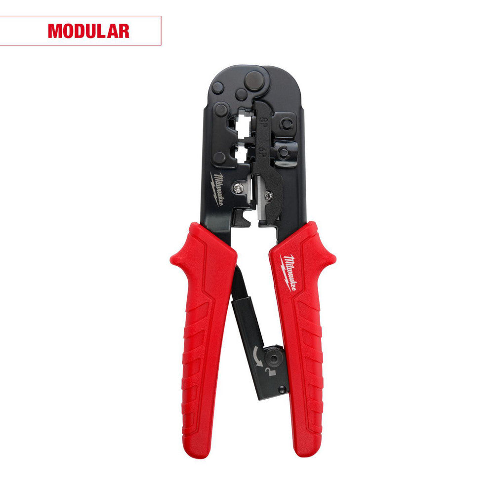Milwaukee Tool 48-22-3076 Crimpers Handle Style Rubber Grip  Type Crimper & Stripper  Crimper Type Coax Crimper  Maximum Wire Gauge 28AWG  Capacity RJ-22 RJ-11 RJ-12 RJ-45  Handle Material Rubber