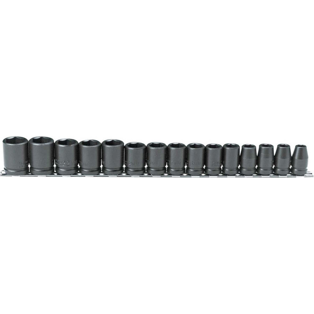 Proto J74204 Impact Standard Socket Set 15 Pc, 1/2" Drive, 10.00 to 24.00" Socket