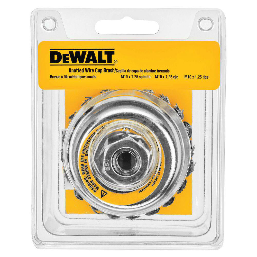 DeWALT DW4916 Cup Brush 4" Dia, 0.0230" Wire Dia, Steel, Knotted