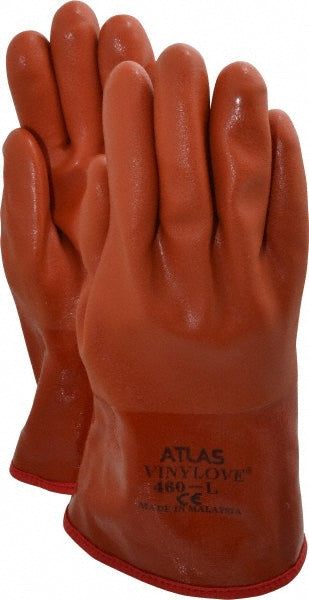 SHOWA 460L-09 Chemical Resistant Gloves Large, 1.1 mm Thick, Polyvinylchloride-Coated, Polyvinylchloride, Unsupported
