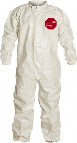Dupont SL127TWHXL000600 Disposable Coveralls Chemical & Abrasion Protection, Size X-Large, 3.6000 oz, Tychem 4000, Zipper & Stormflaps Closure