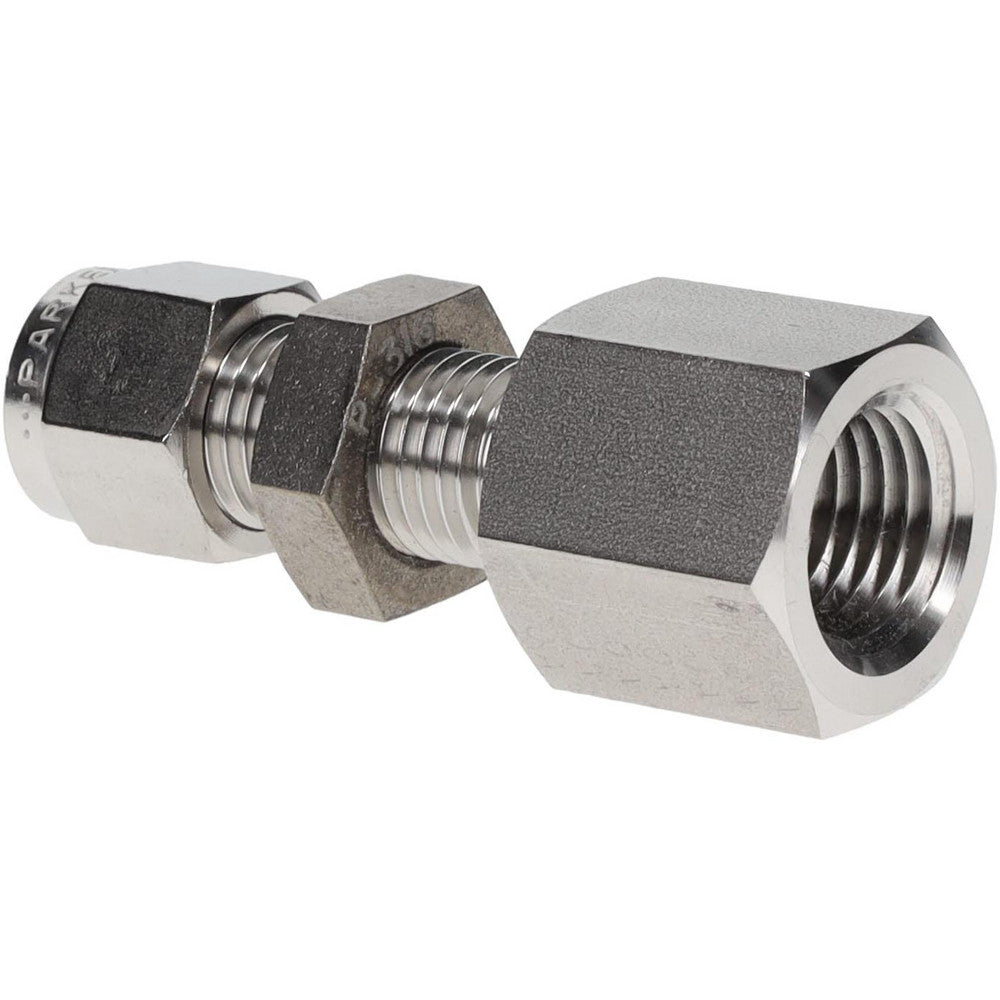 Parker 4FBC4N-316 Compression Tube Bulkhead Female Connector 1/4-18" Thread, Compression x FNPT