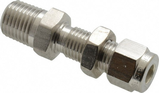 Parker 4MBC4N-316 Compression Tube Bulkhead Connector 1/4-18" Thread, Compression x MNPT