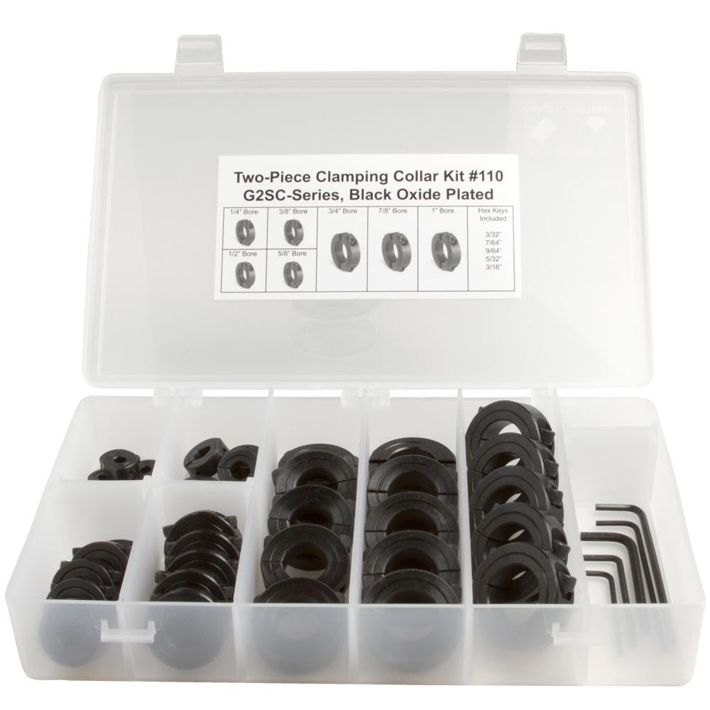 Climax Metal Products COLLAR KIT #110 Shaft & Collar Clamp Kits Type Two-Piece Clamp Collar Kit  Material Mild Steel-Black Oxide Plated  Number Of Pieces 40 40  