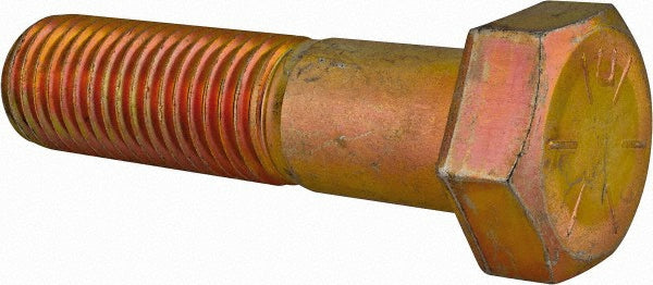 HHCS Made In USA 39233 Hex Head Cap Screw 1-1/8 - 7 x 4-1/2", Grade 8 Steel, Zinc Yellow Dichromate Finish