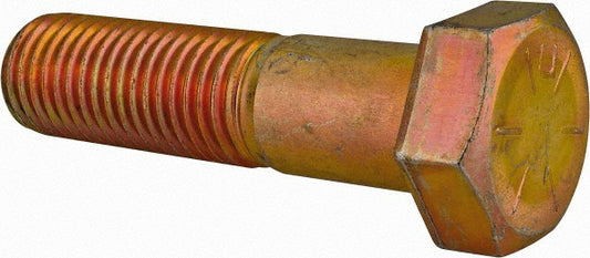 HHCS Made In USA 39233 Hex Head Cap Screw 1-1/8 - 7 x 4-1/2", Grade 8 Steel, Zinc Yellow Dichromate Finish