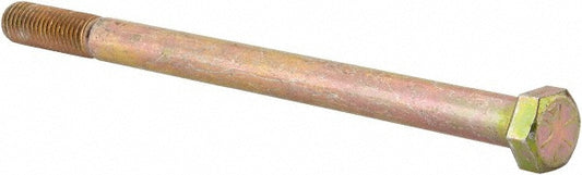 Value Collection 454742BR Hex Head Cap Screw 5/8-11, 9-1/2" Length Under Head, Grade 8 Steel, Yellow Zinc Dichromate Finish