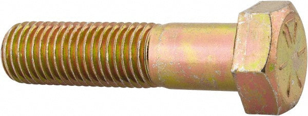 HHCS Made In USA 39200 Hex Head Cap Screw 7/8-9 x 3-1/2", Grade 8 Steel, Zinc Yellow Dichromate Finish