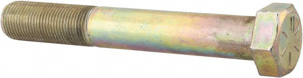 HHCS Made In USA 39505 Hex Head Cap Screw 7/8-14 x 6", Grade 8 Steel, Zinc Yellow Dichromate Finish