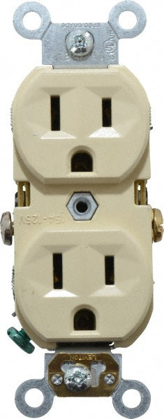 Leviton BR15-I Straight Blade Duplex Receptacle NEMA 5-15R, 15 Amps, Self-Grounding