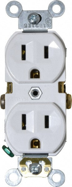Leviton BR15-W Straight Blade Duplex Receptacle NEMA 5-15R, 15 Amps, Self-Grounding