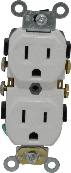 Leviton CR15-W Straight Blade Duplex Receptacle NEMA 5-15R, 15 Amps, Self-Grounding