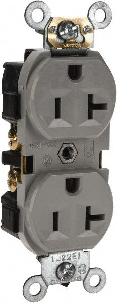 Leviton CR20-GY Straight Blade Duplex Receptacle NEMA 5-20R, 20 Amps, Self-Grounding