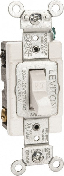 Leviton CSB2-20W 2 Pole, 120 to 277 VAC, 20 Amp, Commercial Grade Toggle Wall Switch