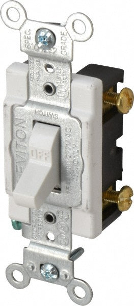 Leviton CS115-2W 1 Pole, 120 to 277 VAC, 15 Amp, Commercial Grade Toggle Wall Switch