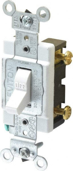 Leviton CS120-2W 1 Pole, 120 to 277 VAC, 20 Amp, Commercial Grade Toggle Wall Switch