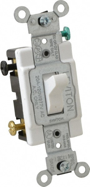 Leviton CS320-2W 3 Pole, 120 to 277 VAC, 20 Amp, Commercial Grade Toggle Three Way Switch