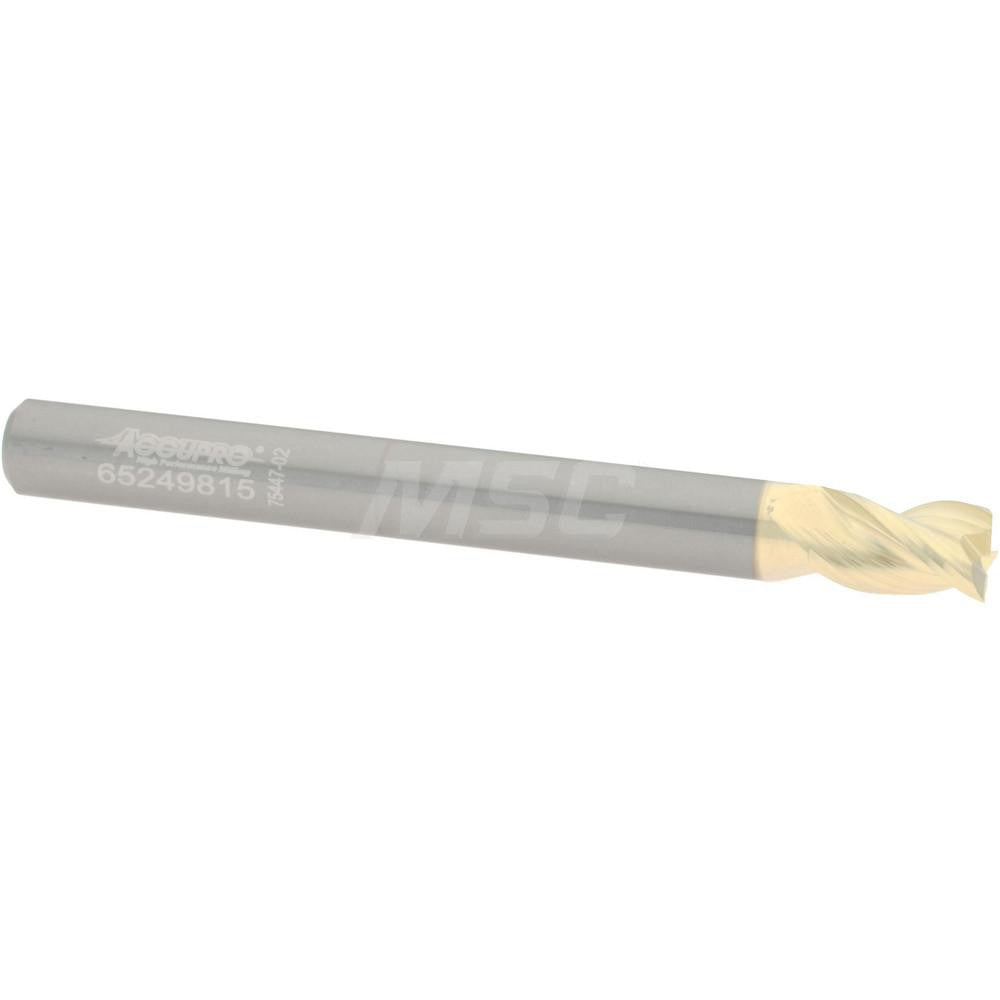 Accupro 314553 Square End Mill 1/4" Dia, 3/8" LOC, 3 Flute, Solid Carbide