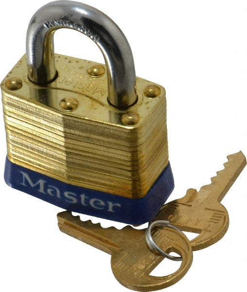Master Lock 4 Padlock Brass, Keyed Different, 1-9/16" Wide