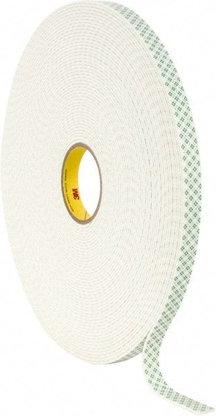 3M 7000048482 Off-White Double-Sided Urethane Foam Tape 3/4" Wide, 36 yd Long, 1/8" Thick, Acrylic Adhesive