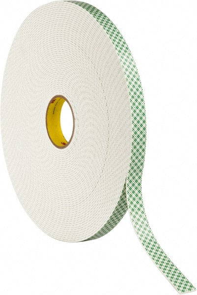 3M 7000048483 Off-White Double-Sided Urethane Foam Tape 1" Wide, 36 yd Long, 1/8" Thick, Acrylic Adhesive