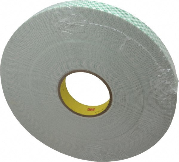 3M 7000048480 Off-White Double-Sided Urethane Foam Tape 1" Wide, 36 yd Long, 1/16" Thick, Acrylic Adhesive