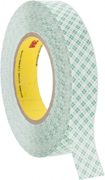 3M 7000048620 White Double-Sided Polyethylene Film Tape 1" Wide, 36 yd Long, 9 mil Thick, Rubber Adhesive