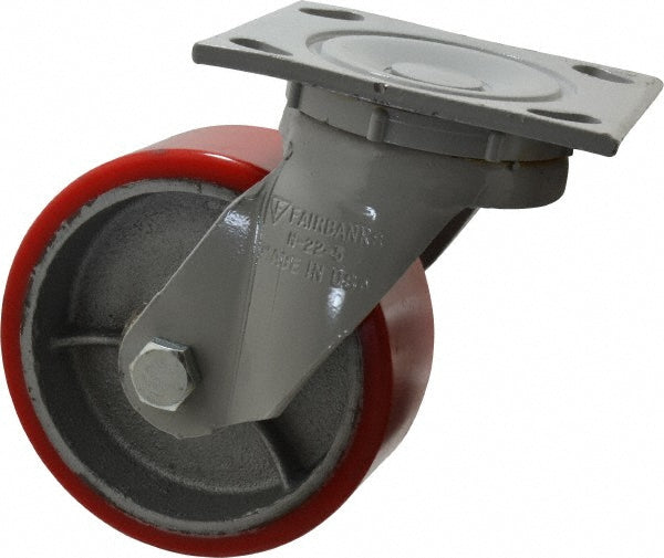 Fairbanks N22-5-PO Swivel Top Plate Caster Polyurethane, 5" Wheel Dia, 2" Wheel Width, 700 lb Capacity, 6-1/2" OAH