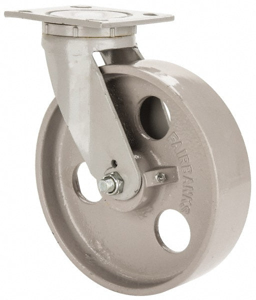 Fairbanks N22-8-IRB Swivel Top Plate Caster Semi-Steel, 8" Wheel Dia, 2" Wheel Width, 1,200 lb Capacity, 9-1/2" OAH