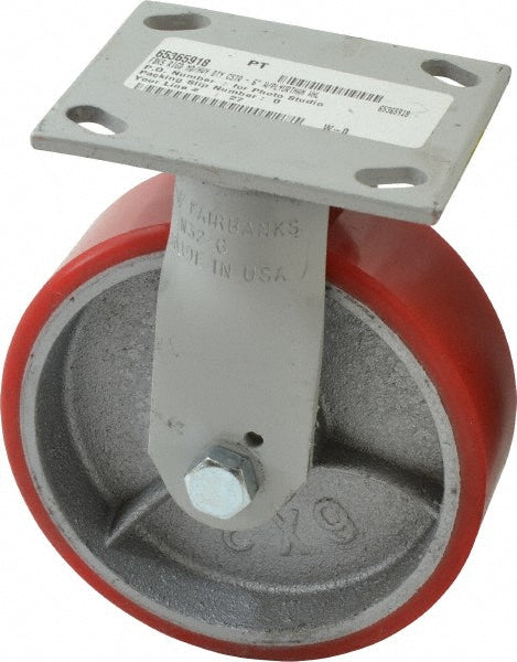 Fairbanks N32-6-PO Rigid Top Plate Caster Polyurethane, 6" Wheel Dia, 2" Wheel Width, 1,000 lb Capacity, 7-1/4" OAH