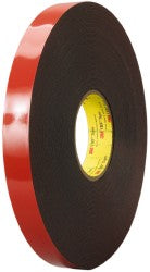 3M 7000028971 Black Double-Sided Acrylic Foam Tape 1/2" Wide, 36 yd Long, 45 mil Thick, Acrylic Adhesive