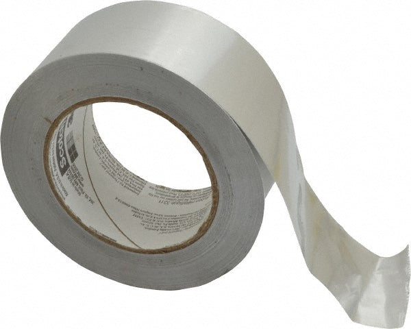 3M 7000049174 Silver Aluminum Foil Tape 50 yd Long, 2" Wide, 3.6 mil Thick