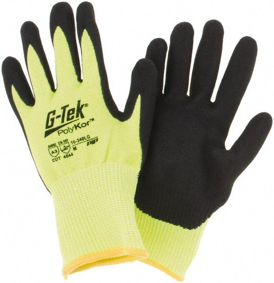 PIP 16-340LG/M Cut, Puncture & Abrasion-Resistant Gloves G-TekÂ® 16-340LG, Size Medium, ANSI Cut A3, ANSI Puncture 4, Nitrile, PolyKor