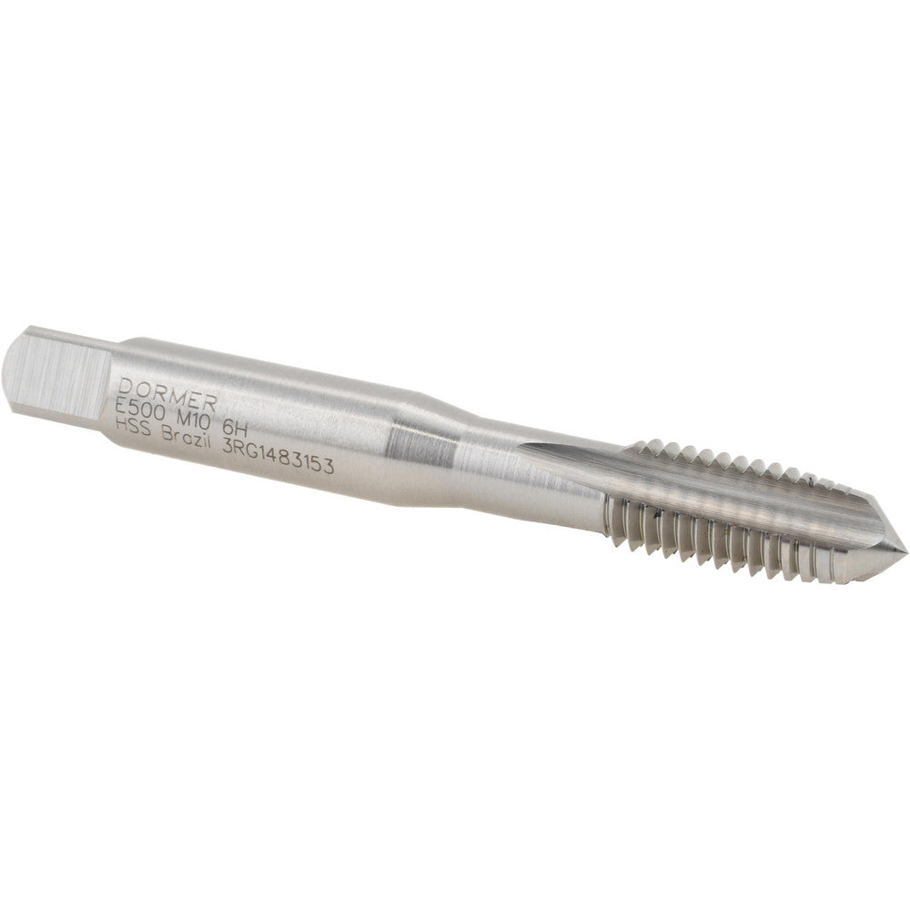 Dormer Pramet 5975320 Straight Flute Tap M10x1.5 Metric Coarse, 3 Flute, Plug Chamfer, 6H Class of Fit, HSS, Bright/Uncoated Finish