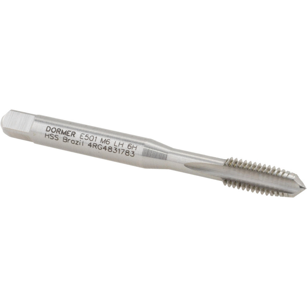 Dormer Pramet 5976955 Straight Flute Tap M6x1 Metric Coarse, 3 Flute, Plug Chamfer, 6H Class of Fit, HSS, Bright/Uncoated Finish