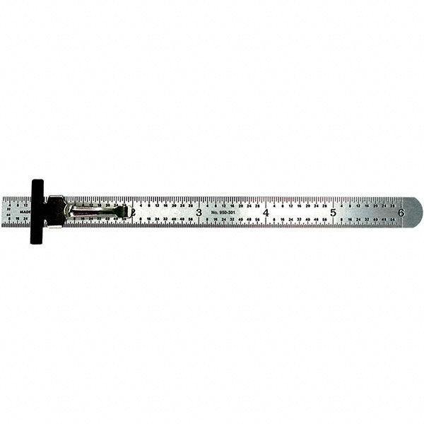 Mitutoyo 950-301 Steel Rule 6" OAL, Inch Graduation, Rigid, 1" OAW
