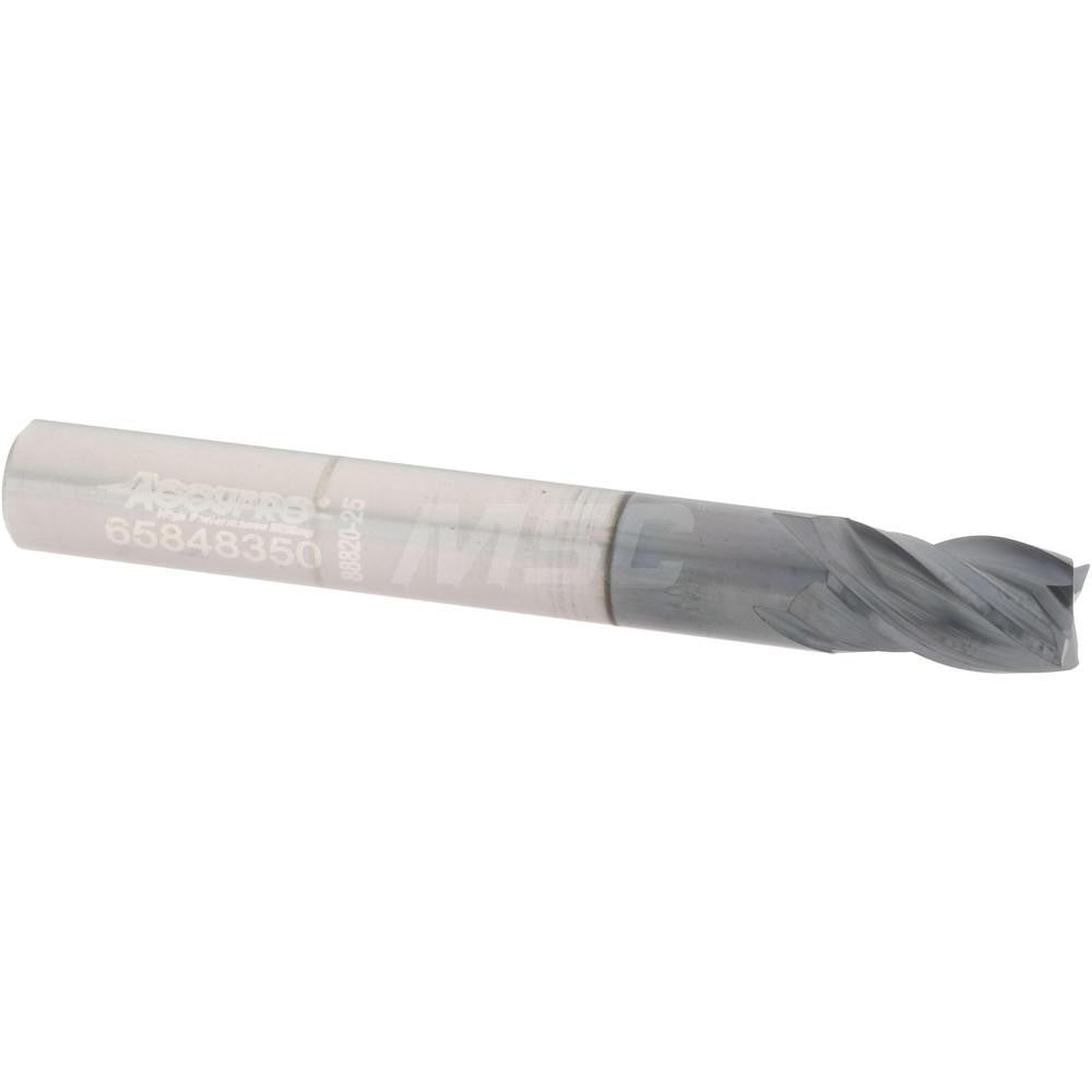 Accupro 95168254 Square End Mill 1/4" Dia, 3/8" LOC, 4 Flute, Solid Carbide
