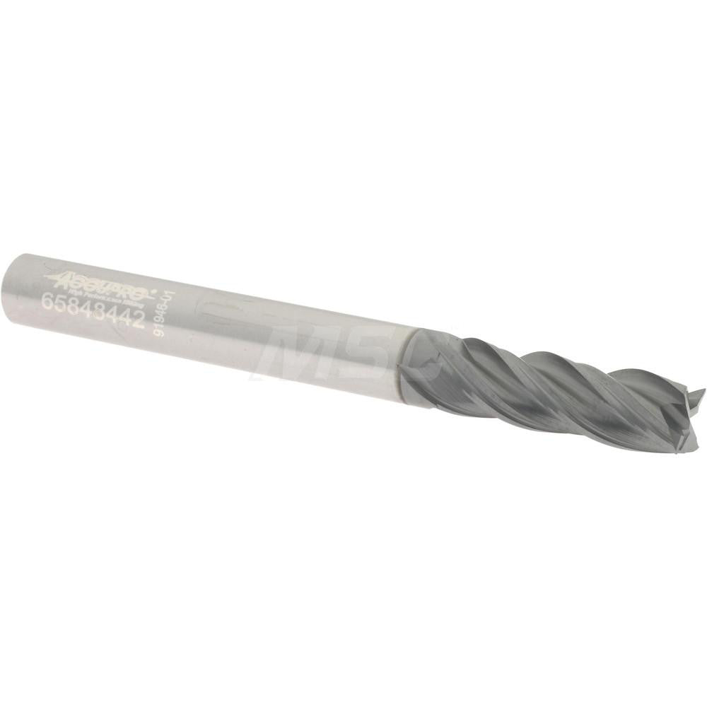 Accupro 95168245 Square End Mill 1/4" Dia, 3/4" LOC, 4 Flute, Solid Carbide