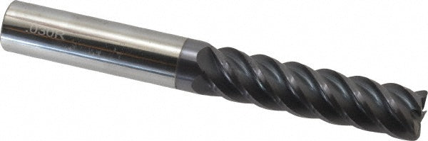 Accupro 95168811 Corner Radius End Mill 1/2" Dia, 2" LOC, 0.0300" Radius, 5 Flute, Solid Carbide
