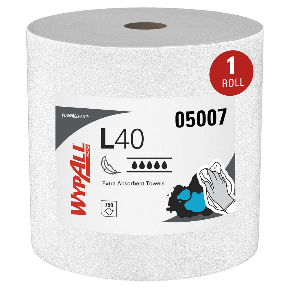 WypAll 05007 PowerClean L40 Extra Absorbent Towels, Jumbo Roll, Limited Use Towels, White