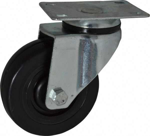 Fairbanks 03-4-HR Swivel Top Plate Caster Hard Rubber, 4" Wheel Dia, 1-1/4" Wheel Width, 275 lb Capacity, 5-13/32" OAH